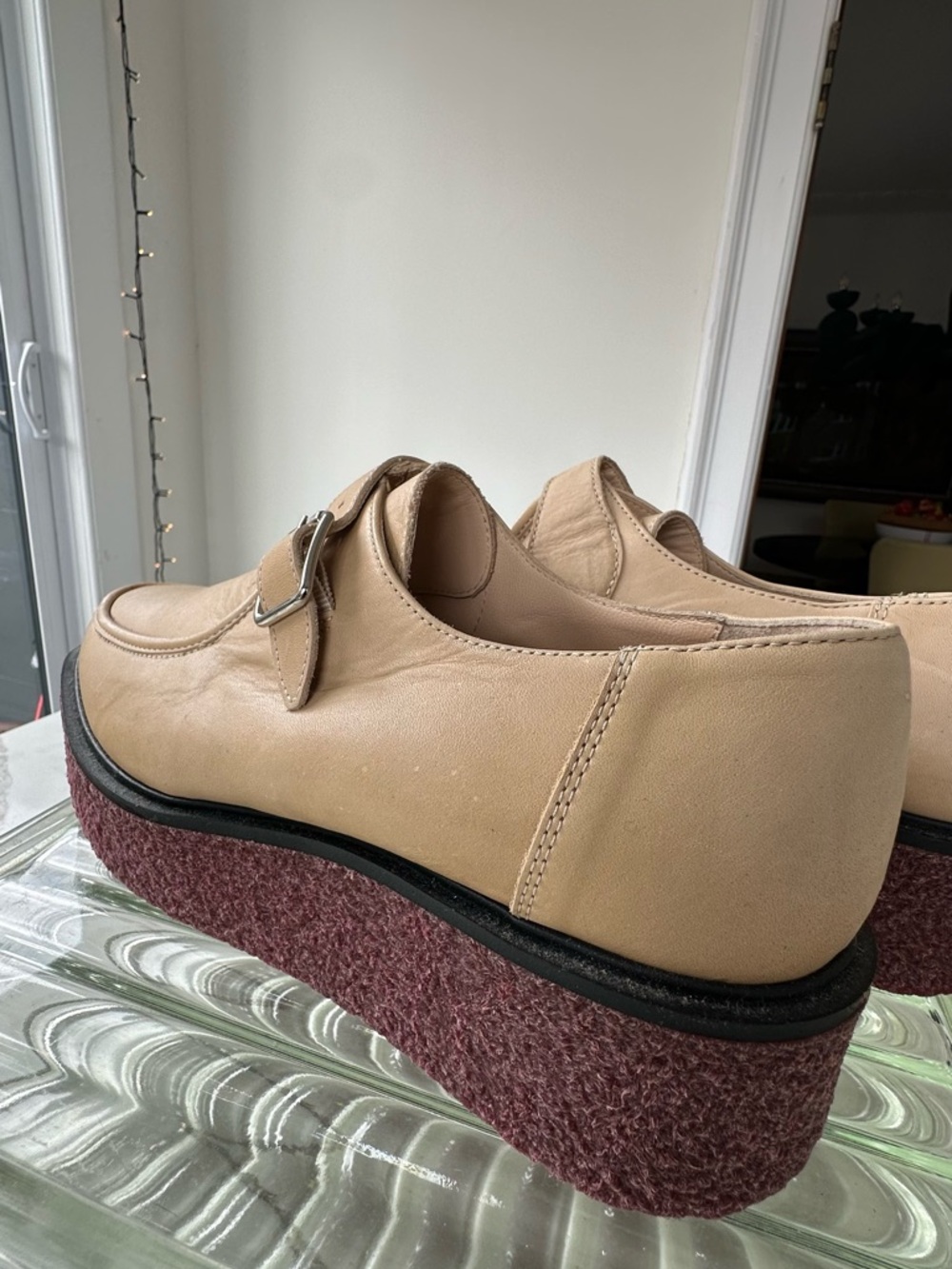 Men's Tan Leather Buckle Loafers - Picture 8 of 11